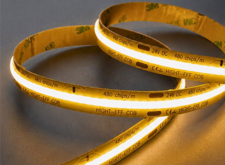 24V COB 480LEDs/M 5mm CRI90 - 3000K
With Paper Reel+ Paper Bag, White 3M Tape,
Double Layer, 5m COB Strip in One Reel