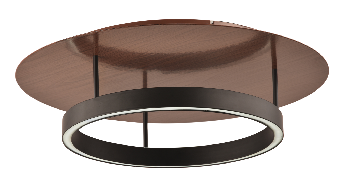 DL12648 Ring LED Ceiling Lamp (Black/Wood Grain, 30W)