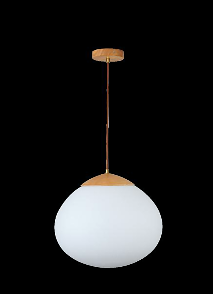 DL12768 Ash Wood & Glass Pendant Light (D210, E27 60W)