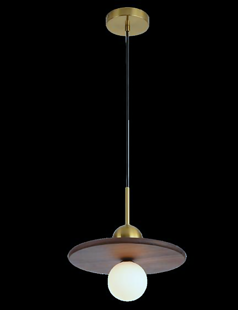 DL12771 Walnut Wood & Glass Pendant Light (D300*300Hmm, G9 5W)