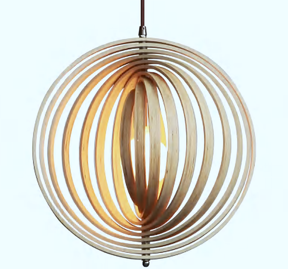 DL12799 Plywood Pendant Light (D435mm (10 Rings), E27 60W)