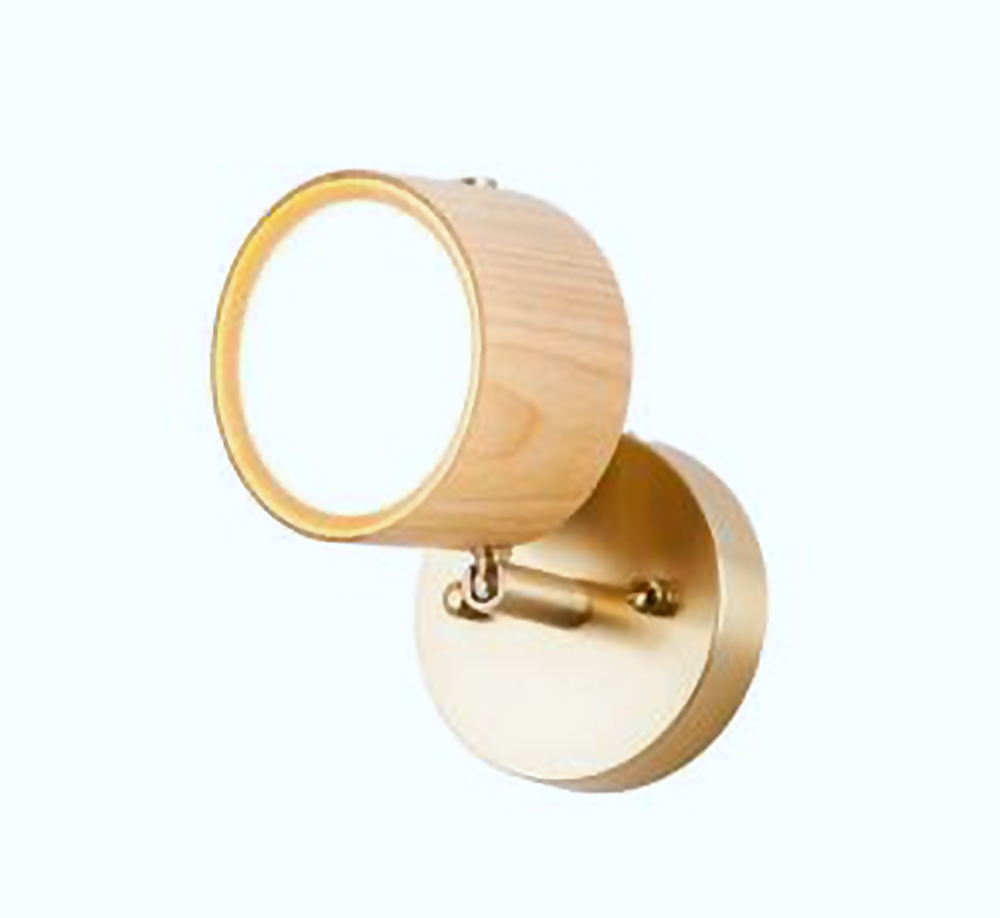 DL12825 Ash Wood & Brass Wall Light (W200*150Hmm, LED 8W)