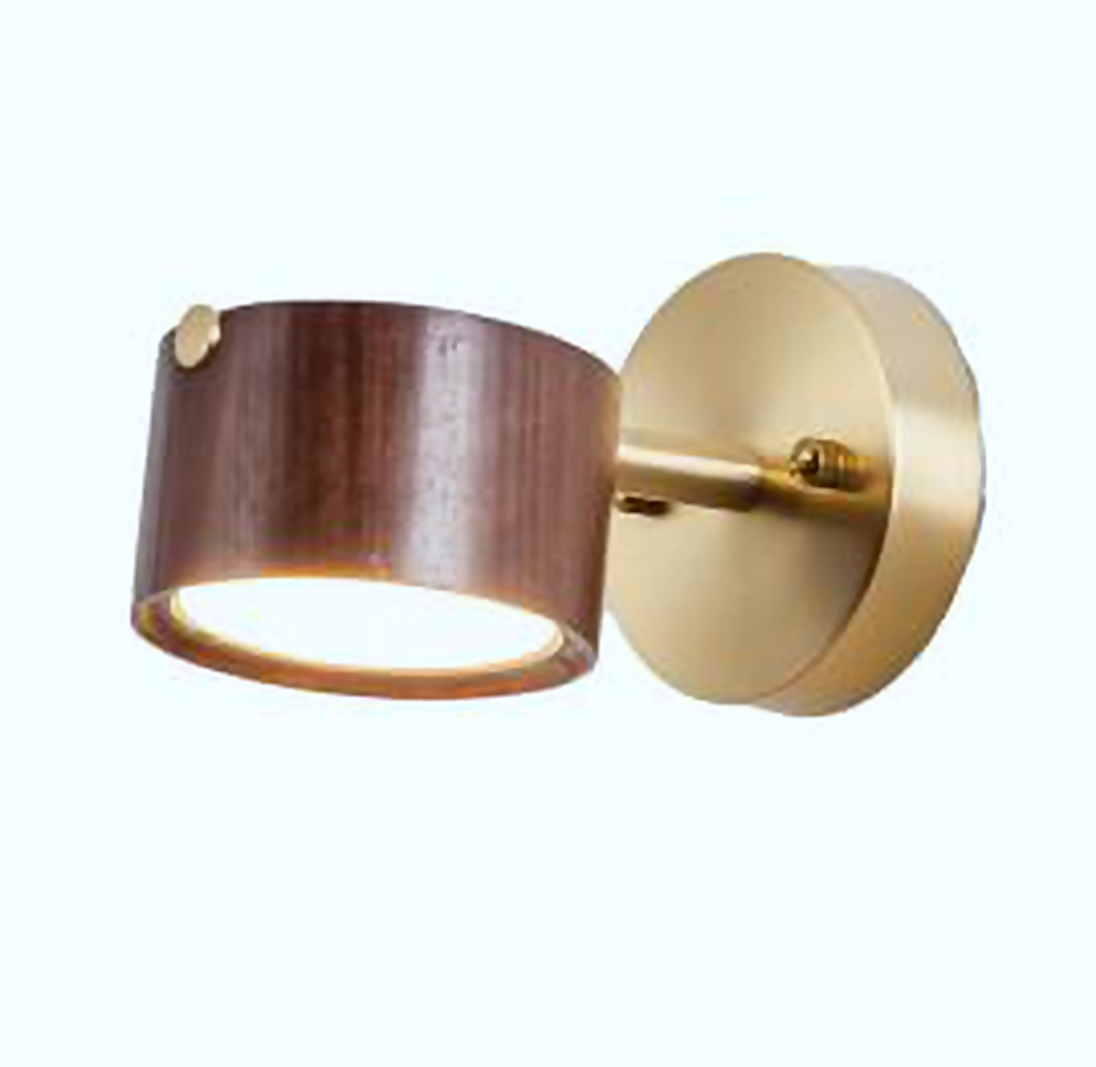 DL12826 Walnut Wood & Brass Wall Light (W200*150Hmm, LED 8W)