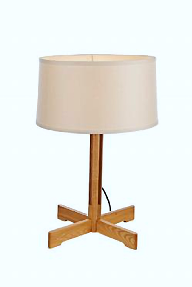 DL12845 Ash Wood & Fabric Shade Table Lamp (D375*590Hmm, E27 60W)