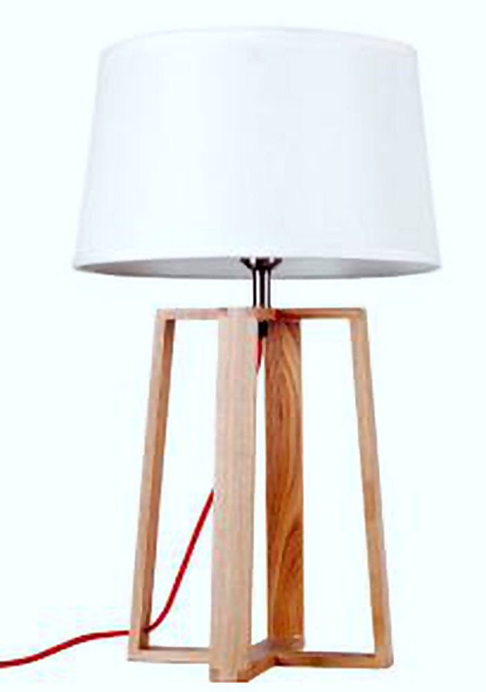 DL12847 Ash Wood & Fabric Shade Table Lamp (D380*635Hmm, E27 60W)