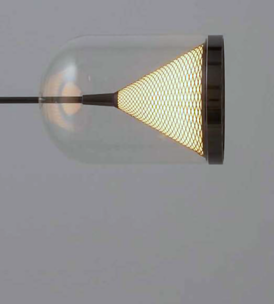 DL13336 Glass-Dome Mesh-Cone LED Pendant (Black, D150mm)