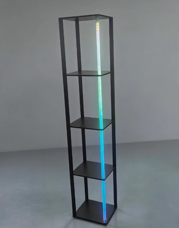 DL13484 Wood & Iron Floor Lamp (RGB LED, H1620mm)