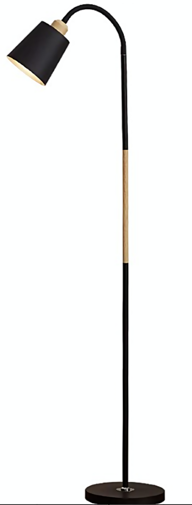 DL13541 Matte Black/Matte White & Woodgrain Floor Lamp (Button Switch)