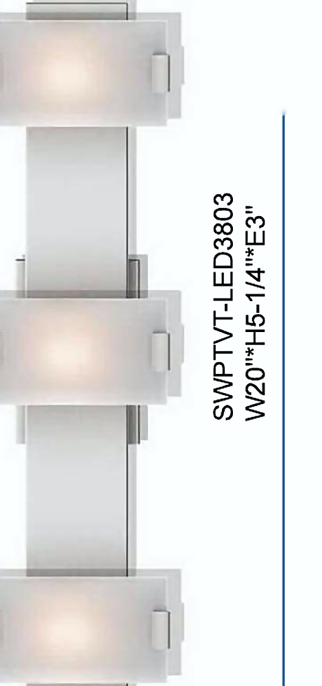DL13725 LED Vanity Wall Light, Frosted Rectangular 3-Light (W20")