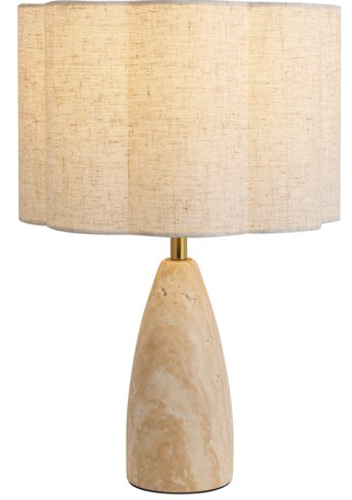 DL13934 Travertine Table Lamp with Petal Fabric Shade (D30×H44.5cm)