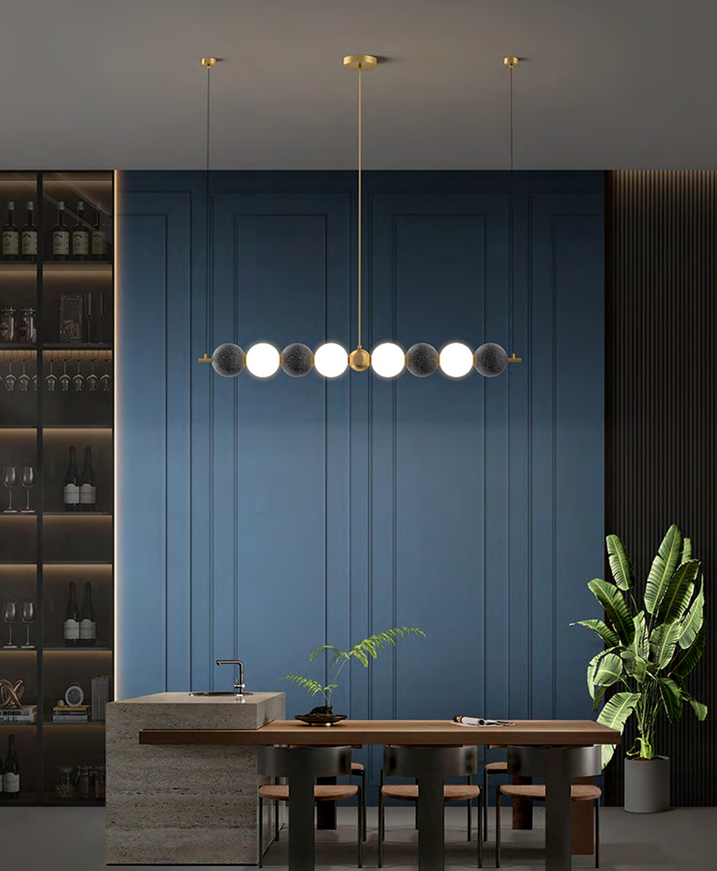 DL14386 Modern Linear Pendant Light (L1130×H1200mm · G9 x 8)