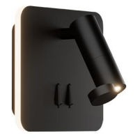 DL14820 Square Bedside Reading Wall Lamp with Spot (120mm)