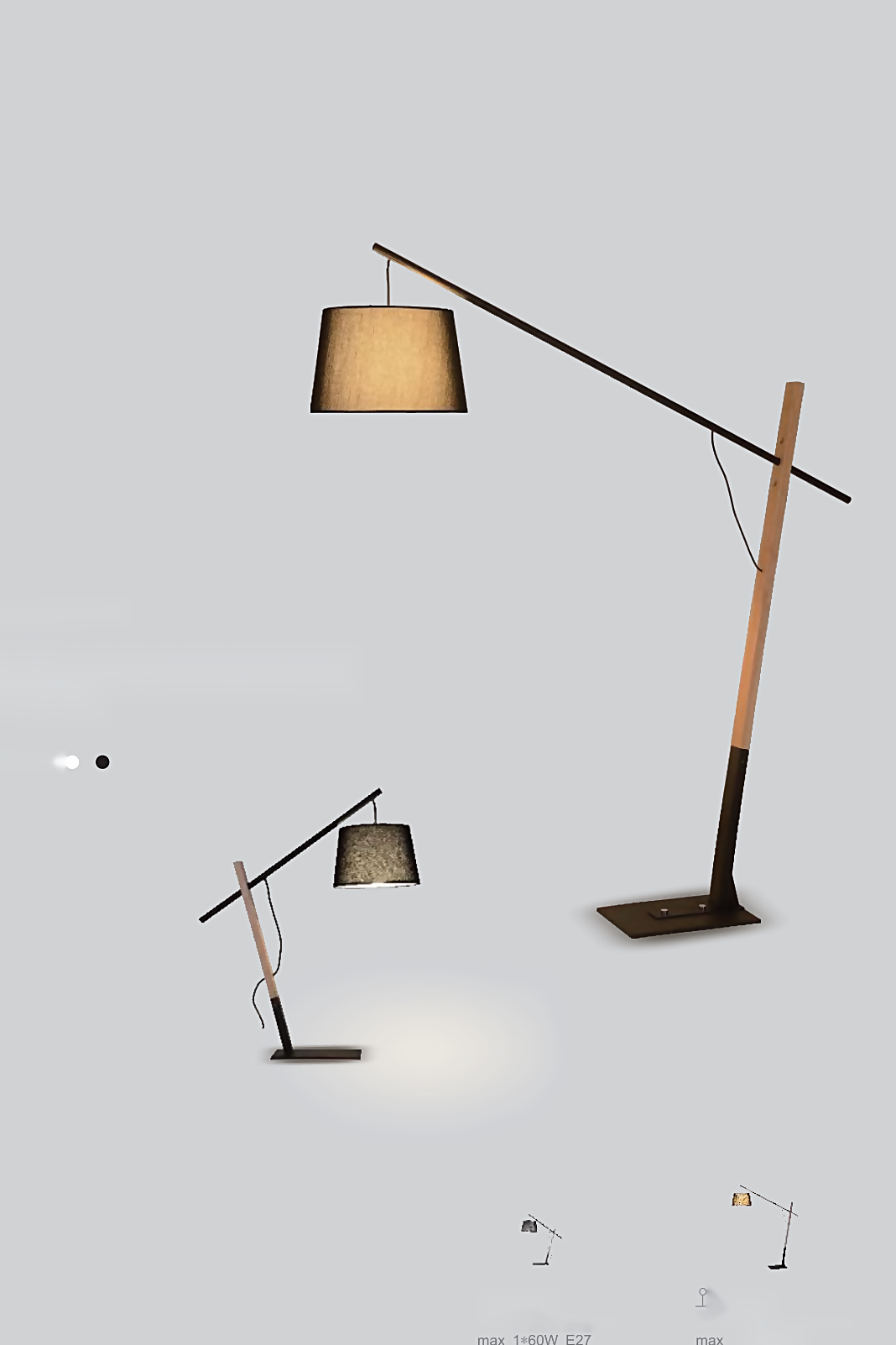 DL14908 Solid Wood & Cloth-Shade Floor / Table Lamp